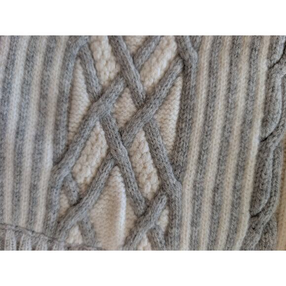 NWT Rag & Bone New York Cable Knit Scarf 100% Wool Ivory Gray $250 MSRP - Picture 5 of 12